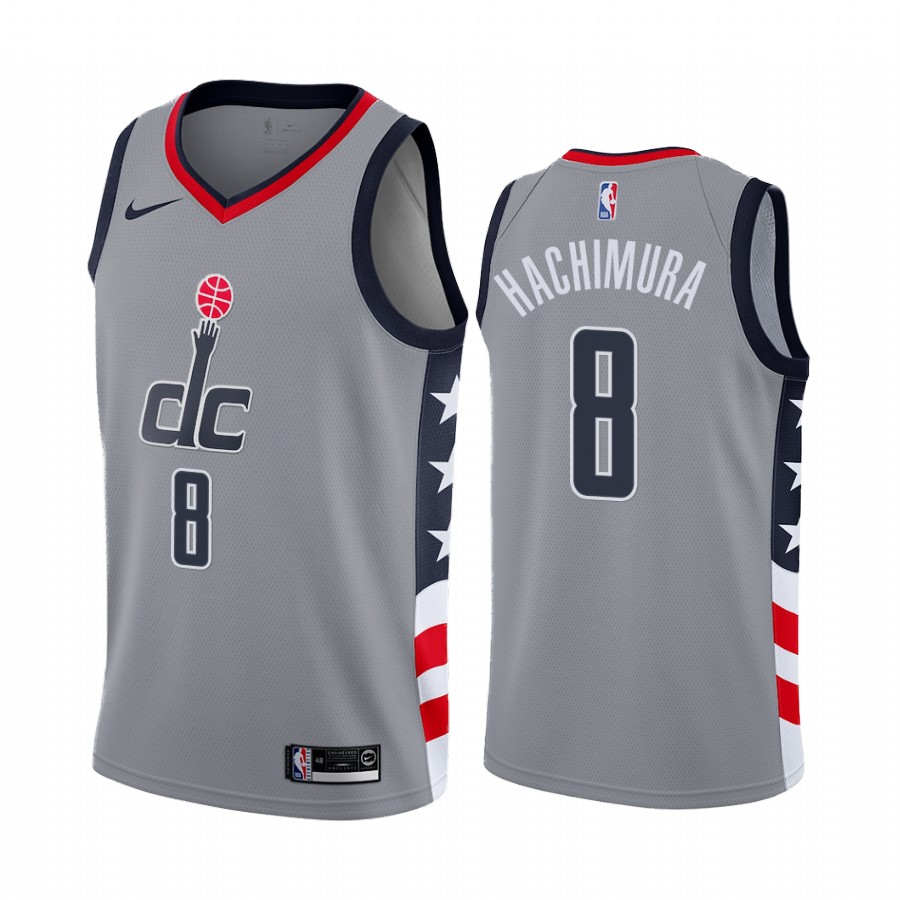 Men's Washington Wizards #8 Rui Hachimura Grey NBA City Edition Stitched Jersey